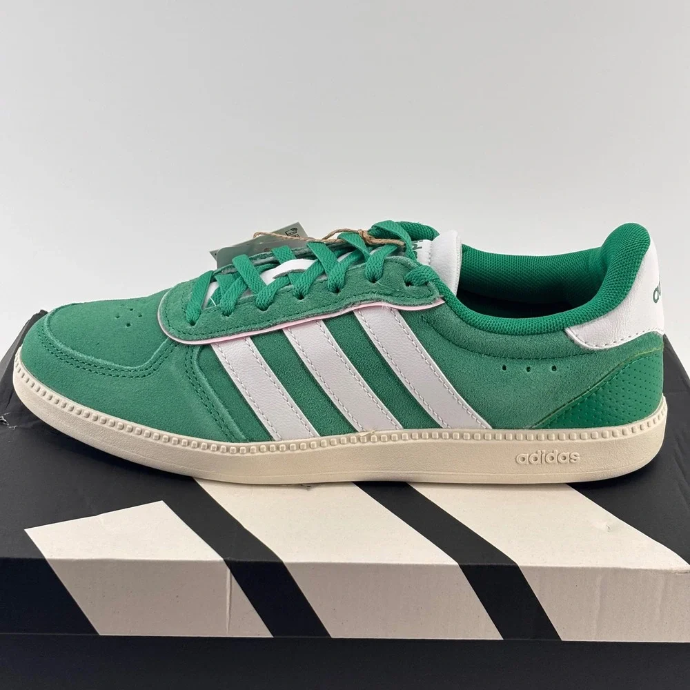 Adidas Breaknet Sleek Women Size 5.5 Green White Suede JH6896 New Sneakers